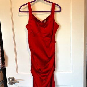 Red Satin Cocktail Dress (size 12) - NWT